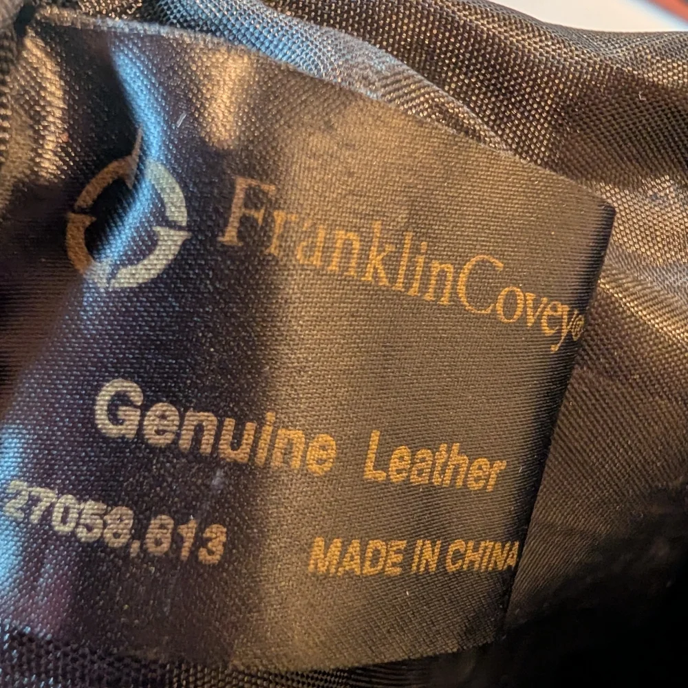 Franklin Covey Leather Satchel Briefcase Cross Body Laptop Bag Black